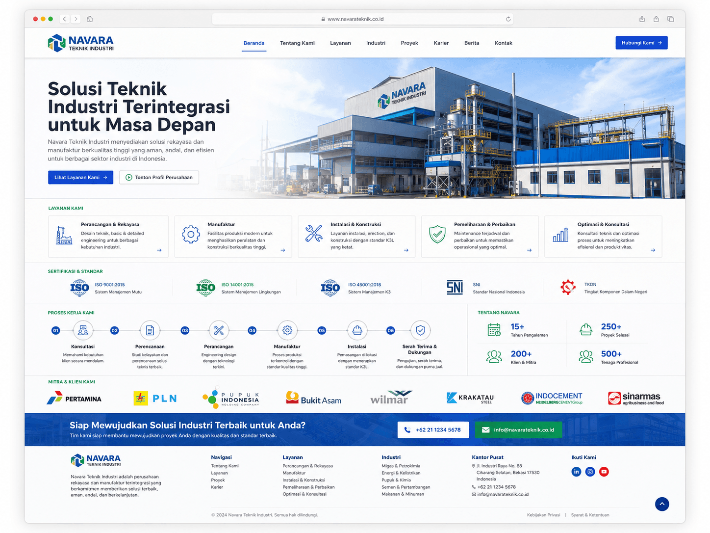 Portfolio website company profile Navara Teknik Industri