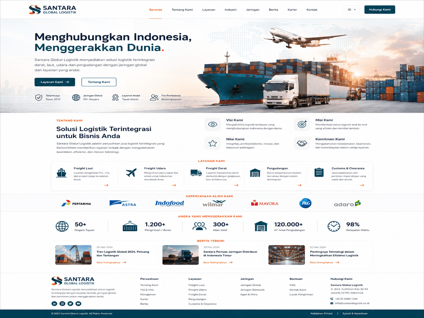 Portfolio website company profile Santara Global Logistik