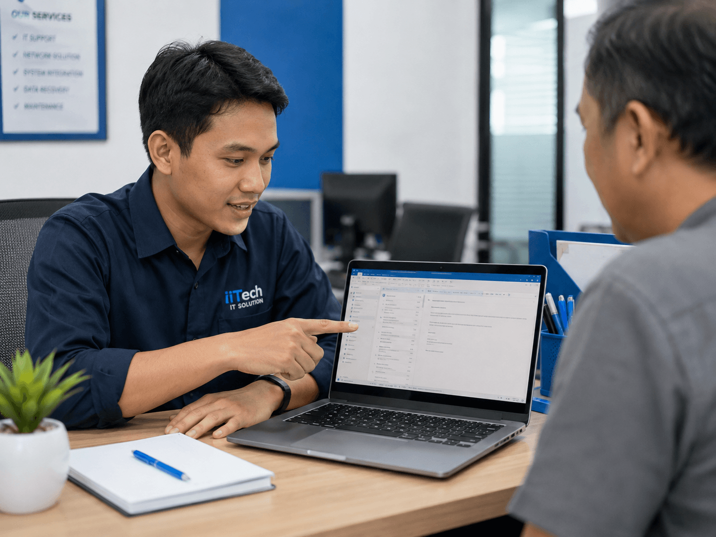 Ilustrasi setup Outlook dan email kerja