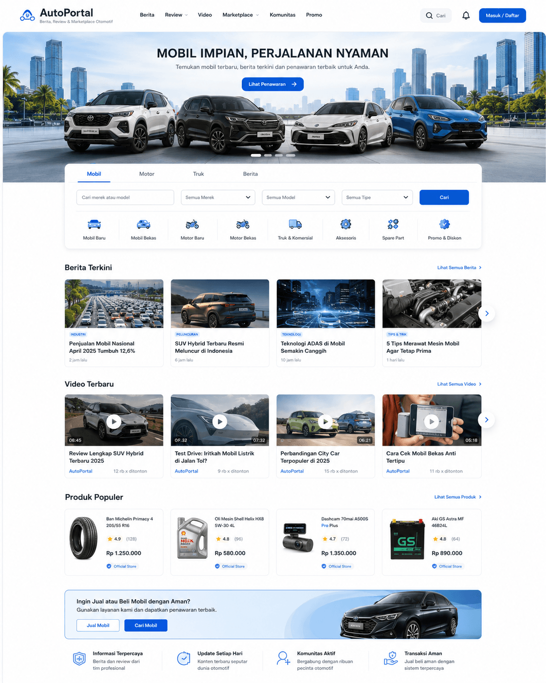 Screenshot website OTO sebagai portfolio website RaniTech