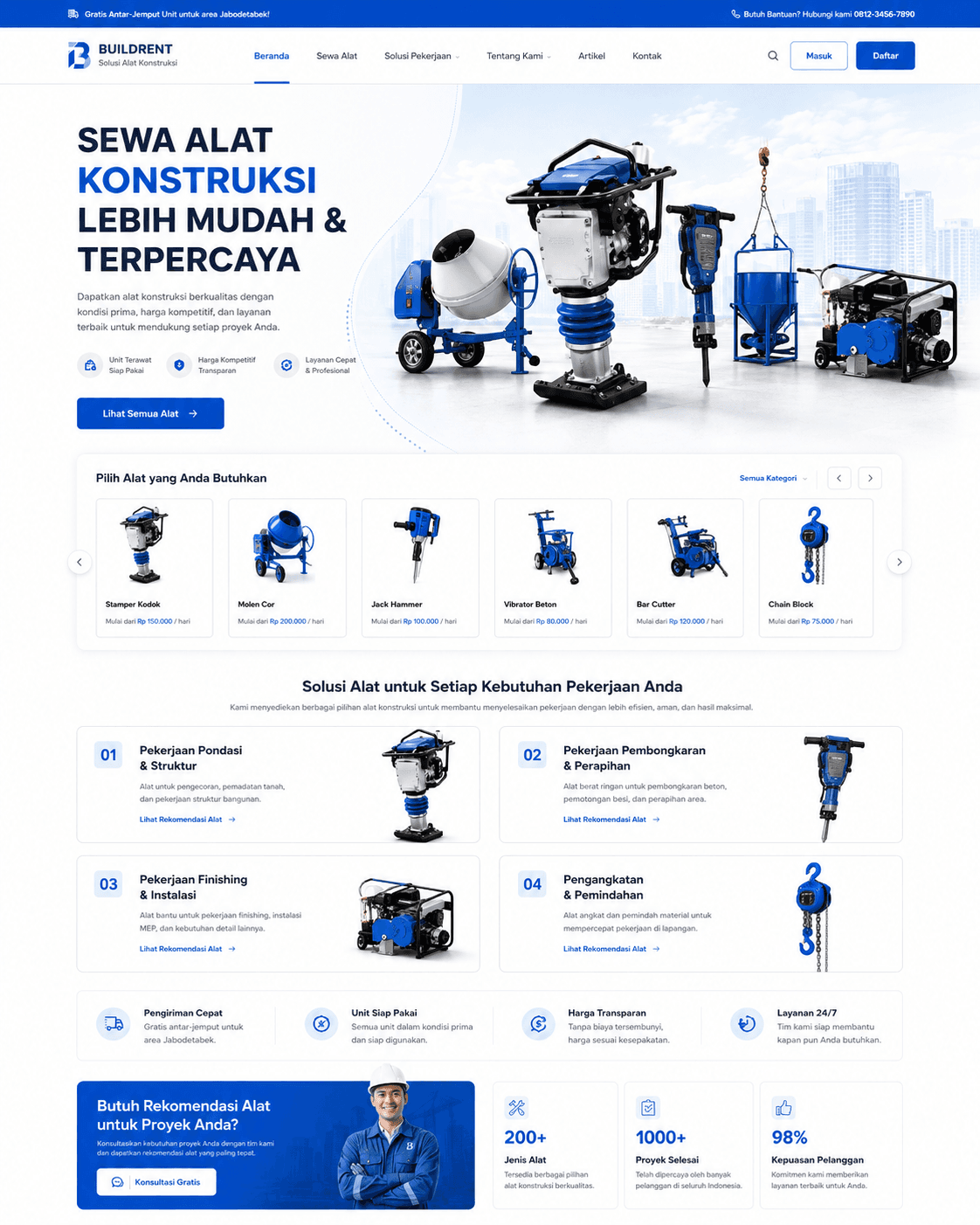 Screenshot website SewaStamper sebagai portfolio website RaniTech