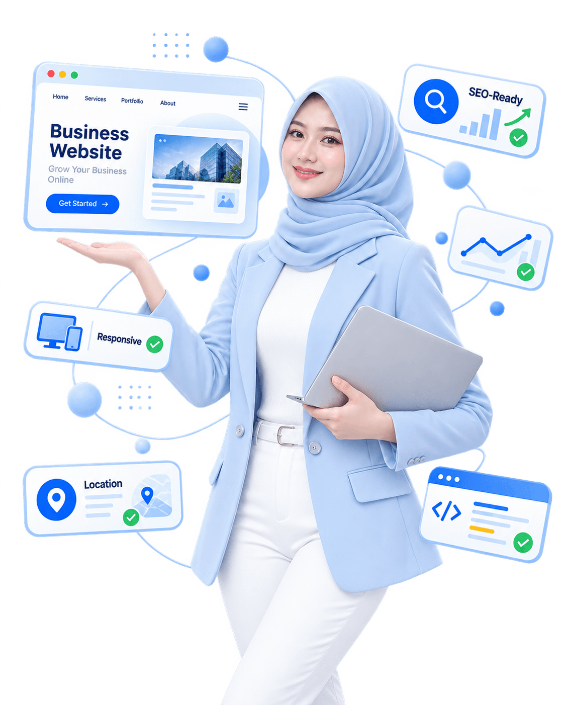 Ilustrasi jasa pembuatan website Bogor RaniTech untuk bisnis lokal, hospitality dan perusahaan