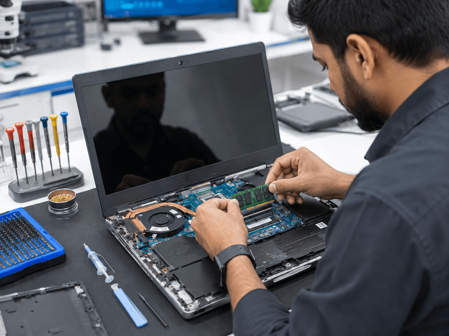 Ilustrasi proses upgrade RAM laptop